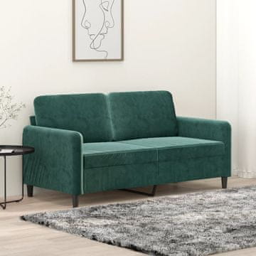 Vidaxl Dvosjed Tamnozelena 140 cm Presvučena baršunom
