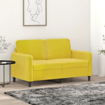 Vidaxl Dvosjed Kauč Žuti 120 cm Baršunasti Presvlaka