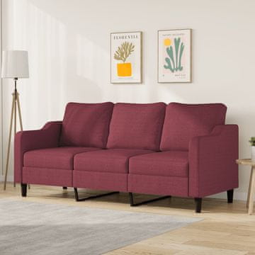 Vidaxl Trosjed, vinsko crvena, 180 cm, presvlaka od tkanine