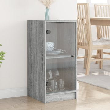 Vidaxl Ormarić sa staklenim vratima sivi sonoma hrast 35x37x75,5 cm