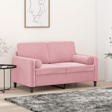 Vidaxl Dvosjed s jastucima, roza, 120 cm, baršun