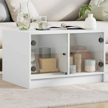 Vidaxl Klub stolić sa staklenim vratima bijeli 68x50x42 cm