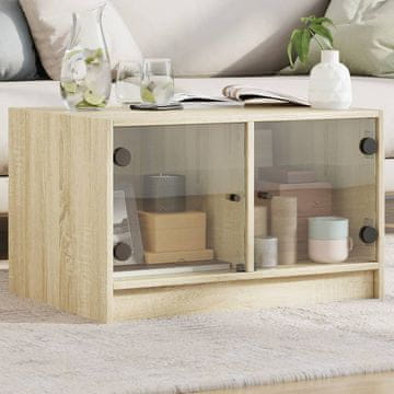 Vidaxl Klub stolić sa staklenim vratima Sonoma hrast 68x50x42 cm