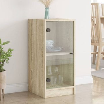 Vidaxl Ormarić sa staklenim vratima Sonoma hrast 35x37x75,5 cm