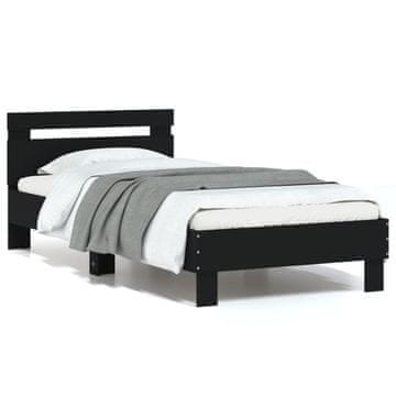 Vidaxl Okvir kreveta s uzglavljem crni 75x190 cm