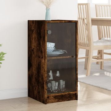 Vidaxl Ormarić sa staklenim vratima dimljeni hrast 35x37x75,5 cm