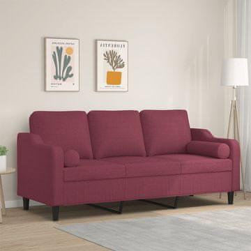 Vidaxl Trosjed s jastucima, vinsko crvena, 180 cm, tkanina