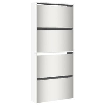 Vidaxl Ormarić za cipele s ogledalom i 4 razina bijeli 63x17x134 cm