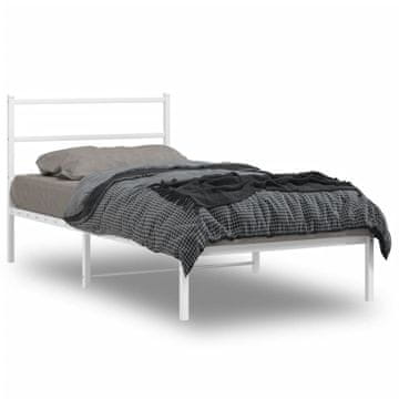 Vidaxl Metalni okvir kreveta s uzglavljem bijeli 100x200 cm