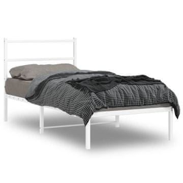 Vidaxl Metalni okvir kreveta s uzglavljem bijeli 90x200 cm