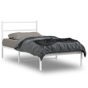 Vidaxl Metalni okvir kreveta s uzglavljem bijeli 100x190 cm
