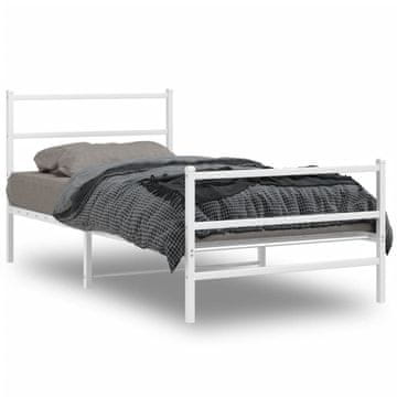 Vidaxl Metalni okvir kreveta s uzglavljem i podnožjem bijeli 100x200 cm