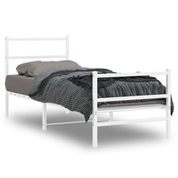 Vidaxl Metalni okvir kreveta s uzglavljem i podnožjem bijeli 80x200 cm