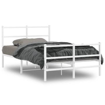 Vidaxl Metalni okvir kreveta s uzglavljem i podnožjem bijeli 120x190 cm
