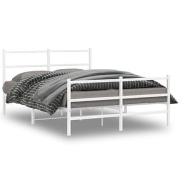 Vidaxl Metalni okvir kreveta s uzglavljem i podnožjem bijeli 135x190 cm