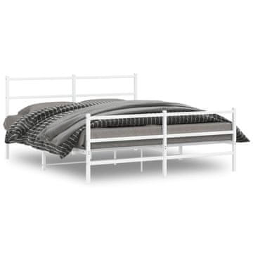 Vidaxl Metalni okvir kreveta s uzglavljem i podnožjem bijeli 150x200 cm