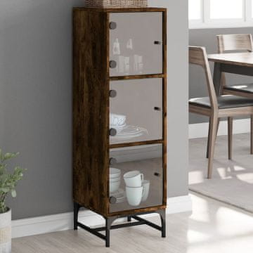 Vidaxl Ormarić sa staklenim vratima dimljeni hrast 35x37x120 cm