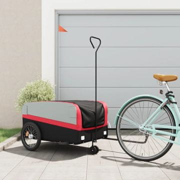 Vidaxl Prikolica za bicikl, crna i crvena, 45 kg, željezna
