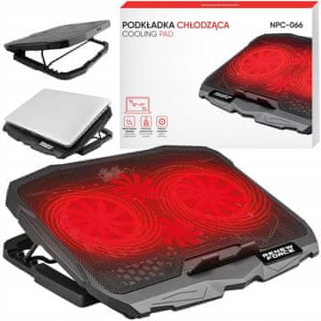 Dexxer LED crvena podloga za hlađenje laptopa 4x ventilator 2x USB