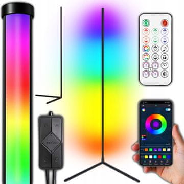 Dexxer LED RGB kutna podna lampa 132cm APP + daljinski upravljač Rainbow 3D