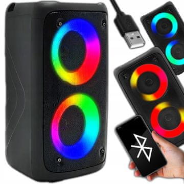 Dexxer Aku. prijenosni LED RGB bluetooth 5.0 zvučnik FM USB SD POWER BASS