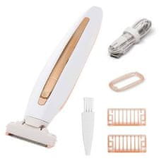 Netscroll Bežični odstranjivač dlačica, za cijelo tijelo, bežični ženski brijač, nježan za sve tipove kože, LED svjetlo, USB punjenje, prijenosan, set nastavaka, LadyCare
