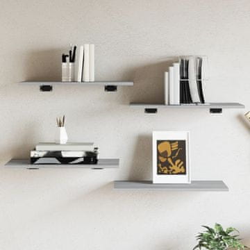 Vidaxl Zidne police, 4 kom, sivi hrast sonoma, 60x30x1,5 cm
