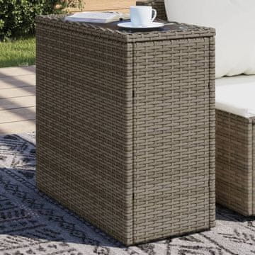 Vidaxl Vrtni stol sa staklenom pločom sivi 58x27,5x55 cm