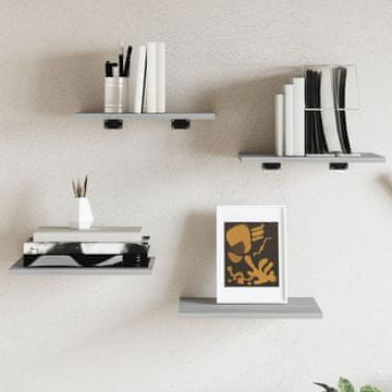 Vidaxl Zidne police, 4 kom, sivi hrast sonoma, 40x30x1,5 cm