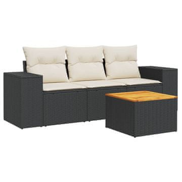 Vidaxl 4-dijelni set vrtnih sofa od poliratana s jastucima crni