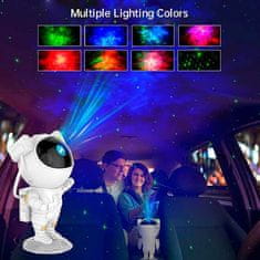 Netscroll LED noćna lampa astronaut, projektor galaksije, svjetlosni efekt svemira, senzor pokreta, daljinski upravljač, USB punjenje, rotirajuća glava, AstronautLamp
