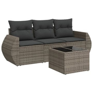 Vidaxl 4-dijelni set vrtnih sofa od poliratana s jastucima sivi