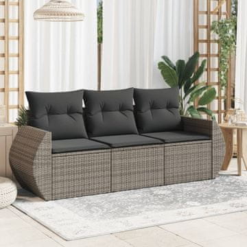 Vidaxl Vrtna sofa od 3 dijela s jastucima, siva, poliratan
