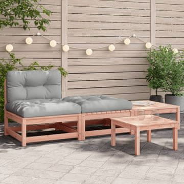 Vidaxl Vrtna sofa bez naslona za ruke s jastucima i osloncima za noge