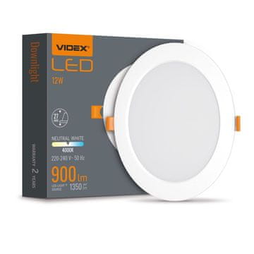 Ugradna bijela okrugla svjetiljka 17,5 cm ugrađena LED 12W DownLight Videx 4000K 1350lm