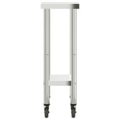 Vidaxl Kuhinjski radni stol s kotačima 55x30x85 cm nehrđajući čelik