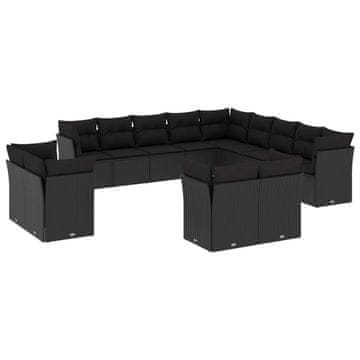 Vidaxl 13-dijelni set vrtnih sofa s jastucima poliratan crni