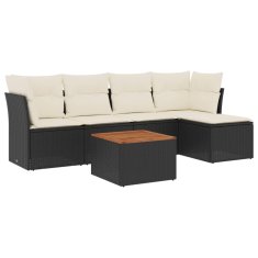 Vidaxl 6-dijelni set vrtnih sofa s jastucima crni od poliratana