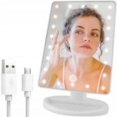 Malatec 22 LED osvijetljeno kozmetičko ogledalo rotirajući USB bijeli