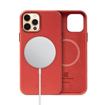 Crong Essential Cover Magnetic - Kožna maskica za iPhone 12 Pro Max MagSafe (crvena)