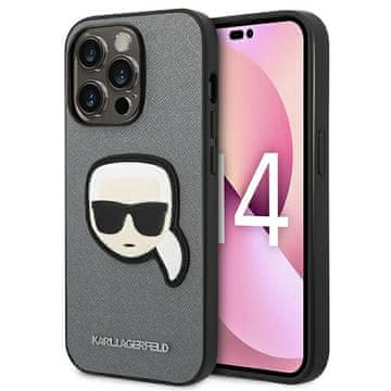 Karl Lagerfeld Saffiano Karl Head maskica - maskica za iPhone 14 Pro Max (srebrna)