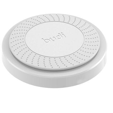 Budi - 10W Qi bežični punjač + ugrađeni kabel (bijeli)