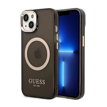 Guess zlatna obrisna prozirna MagSafe maskica - za iPhone 14 Plus (crna)