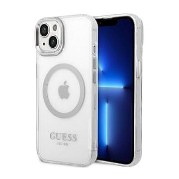 Guess Metal Outline MagSafe - maskica za iPhone 14 (prozirna / srebrna)