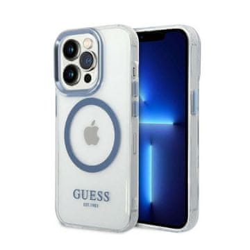 Guess Metal Outline Magsafe - maskica za iPhone 14 Pro (prozirna/plava)