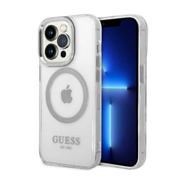Guess Metal Outline MagSafe - maskica za iPhone 14 Pro (prozirna / srebrna)
