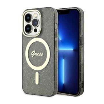 Guess Glitter Gold MagSafe maskica za iPhone 14 Pro Max (crna)