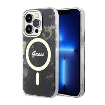 Guess zlatna mramorna MagSafe maskica za iPhone 14 Pro Max (crna)