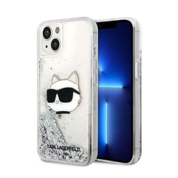 Karl Lagerfeld Liquid Glitter NFT Choupette Head - maskica za iPhone 14 Plus (srebrna)