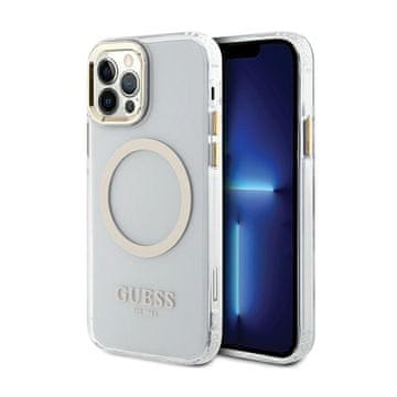 Guess Metal Outline MagSafe - maskica za iPhone 12 / iPhone 12 Pro (prozirna / zlatna)